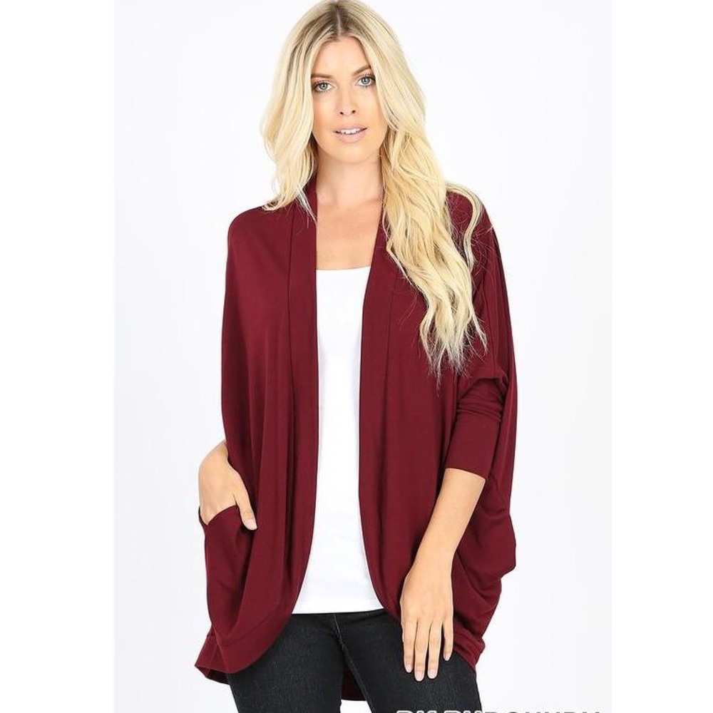 3/4 Sleeve Cocoon Wrap Cardigan - ZENANA
